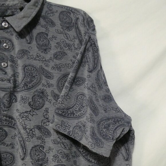MODANGO MILANO | XXL | Blue Paisley Pattern Short Sleeve Polo Shirt - Picture 5 of 14